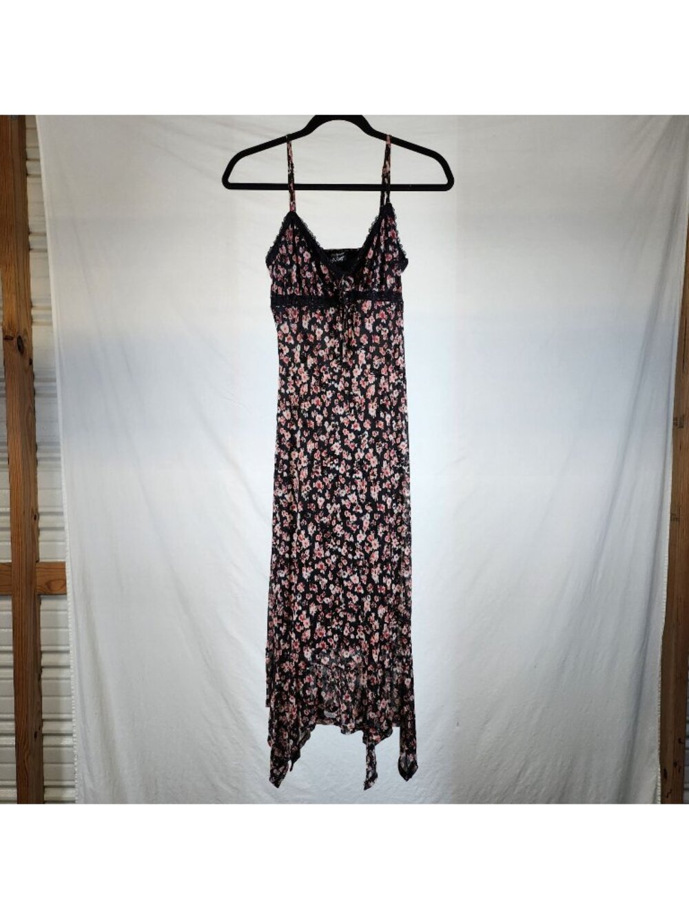 Planet Heart Hankerchief Y2k Dress Medium Mesh Velvet Floral Babydoll Lace Lined